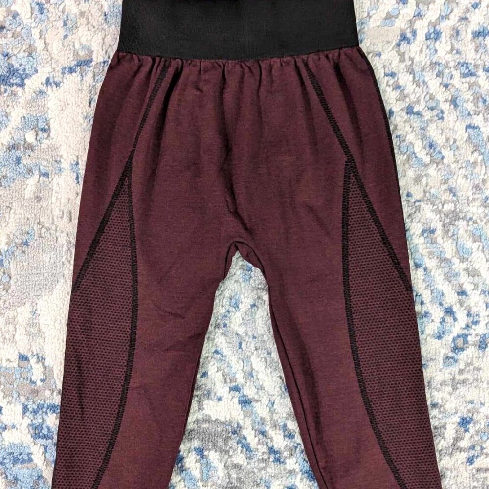 Activ Pro Small Red Wine Workout Capri Pants for Women with Wide Elastic Waist